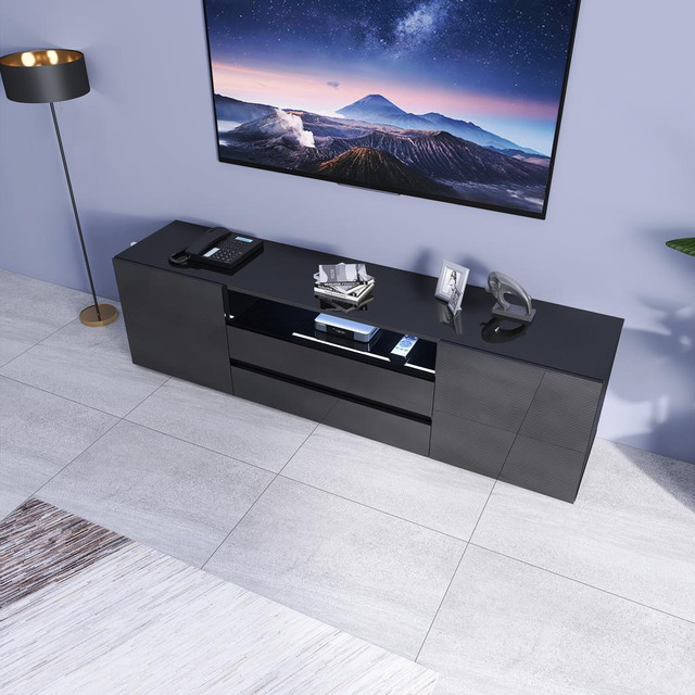 NEW MODERN HIGH GLOSS LED TV STAND CABINET in Other in Alberta - Image 2