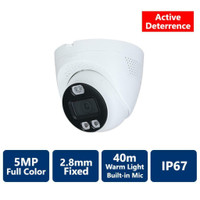 Promotion! DAHUA OEM 5MP ACTIVE DETERRENCE FULL COLOR 4-IN-1 HD ANALOG TURRET, 2.8MM FIXED(FDIC9115TQ-28-PV-LED)