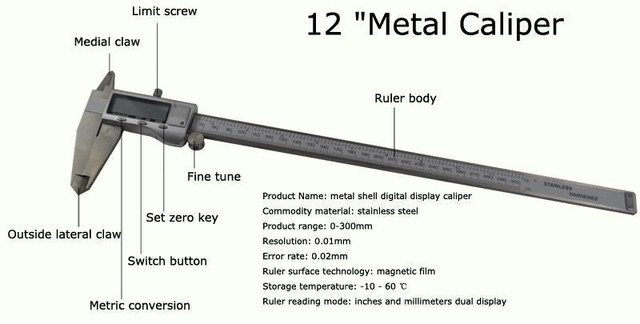 12 Metal Shell Digital Display Caliper Measuring length Inside Outside Diameter Depth Of The Measuring Tool (021089) in Other Business & Industrial in Toronto (GTA)