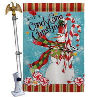 Breeze Decor Candy Cane Christmas - Impressions Decorative Aluminum Pole & Bracket House Flag Set HS114205-BO-02