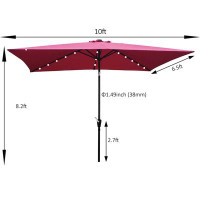 Arlmont & Co. Loza 10' x 6'6" Rectangular Lighted Beach Umbrella
