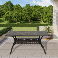 Astoria Grand Vahag Classical Rectangular Cast Aluminum Outdoor Dining Table — Outdoor Tables & Table Components: From $