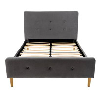 Ebern Designs Structure de lit double en bois avec tête de lit tapissier Brayden-Lee