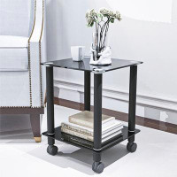 Wrought Studio 2-Tier Space End Table,19.37'' tall Glass End Table