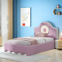 Ivy Bronx Upholstered Platform Bed With Round Led Headboard