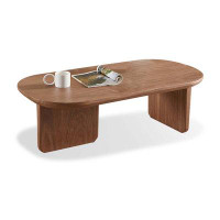 Latitude Run® 39.37" Brown Solid wood Oval Coffee Table
