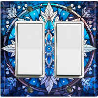 WorldAcc Metal Light Switch Plate Outlet Cover (Blue Snow Icicle - Double Rocker)