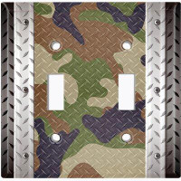 WorldAcc Metal Light Switch Plate Outlet Cover (Multi Camouflage Vertical - Double Toggle)