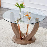 Ivy Bronx Modern Dining Table, Dining Table, Glass Dining Table, Round Dining Table