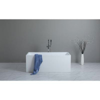 KDK HOME 55” x 28.7” Freestanding Acrylic Soaking Bathtub, Stand Alone Back to Wall or Corner Bathroom Tub