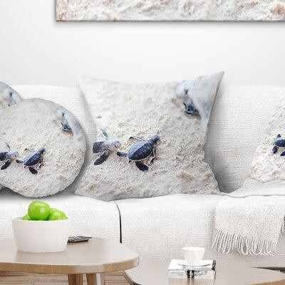 East Urban Home Animal Baby Turtles on Sand Pillow in Bedding