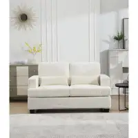 Ebern Designs 63" Length Modern Loveseat For Living Room, Sofas & Couches With Square Armrest, Removable Back Cushion An