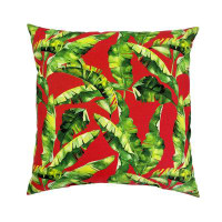 Bay Isle Home™ Outdoor Pillow 19"Square Tropical Leaf Fire Orange