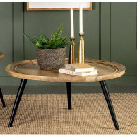 George Oliver Joneen Round Coffee Table in Natural and Black