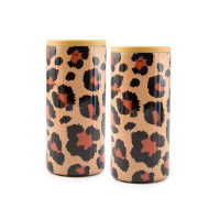 Cambridge Silversmiths Set Of 2 Leopard Print Insulated Slim Can Coolers