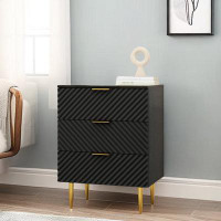 Mercer41 Accent Chest With 3 Drawers, Carving Technology And Metal Feet