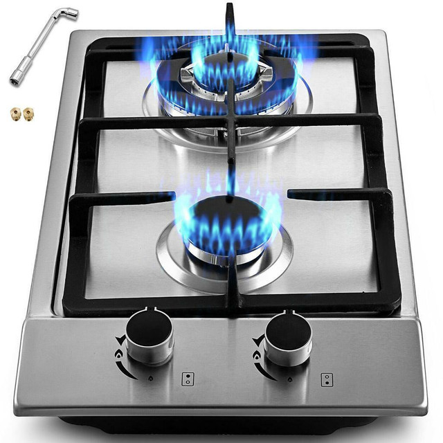 NEW 12 IN 2 BURNER GAS COOKTOP STAINLESS STEEL STOVE 1228801 in Stoves, Ovens & Ranges in Manitoba - Image 3