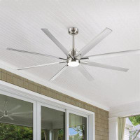 Wenty Smart 72" Integrated LED Ceiling Fan With Silver Blades In Brushed Nickel Finish