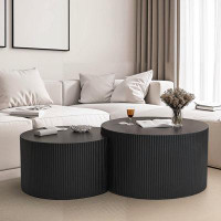 Everly Quinn Round Coffee Table Drum Coffee Table Centre Table Modern Coffee Table Manufactured Wood 2 Round Nesting Tab