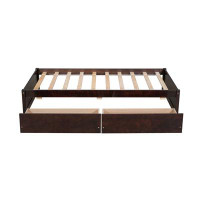 Red Barrel Studio Single Bed With 2 Drawers, Espresso