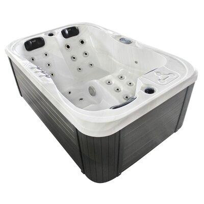 Sol 72 Outdoor™ Brotherton 3 - Person 29 - Jet Acrylic Rectangular Hot Tub with Ozonator in White/Grey in Hot Tubs & Pools