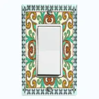 WorldAcc Metal Light Switch Plate Outlet Cover (Colourful Elegant Mesa Tile   - Single Toggle)