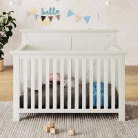 Harriet Bee Rustic Farmhouse Style 4-In-1 Convertible Baby Crib - Converts To Toddler Bed
