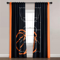 East Urban Home Basketball Game Window Curtain Panels Black/Orange 52X84 Set