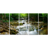 Made in Canada - Design Art Natural Spring Waterfall 5 Piece Photographic Print on Wrapped Canvas Set