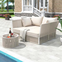 wendeway Outdoor Sunbed And Coffee Table Set