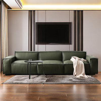 HOUZE 110.21'' Genuine Leather Square Arm Modular Sofa