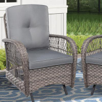 Bay Isle Home™ Meetwarm Patio Wicker Rocking Glider Set, All-weather Outdoor Rattan Patio Rocking Chairs Of 2, Patio Con