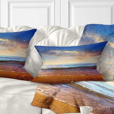 Made in Canada - East Urban Home Beach Cloudy Skies with Vibrant Seashore Lumbar Pillow in Bedding