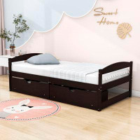 Harriet Bee Dystinee Twin Size 2 Drawers Wooden Platform Bed