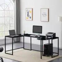 Healthomse Industrial Corner U-Shaped Computer Writing Desk With Cpu Stand,Gaming Table Workstation Desk For Home Office