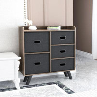 Springland Dresser Organizer Cabinet With 5 Easy Pull Fabric Drawers, Sturdy MDF Frame And Wood Top Closet Storage, Orga