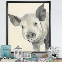 Made in Canada - East Urban Home Piglet Farmhouse Animal in Black and White - Picture Frame Print on Canvas