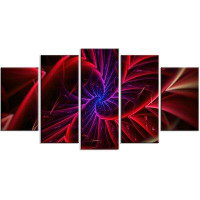 Design Art Metal 'Purple/Red Entanglement Abstract' 5 Piece Graphic Art Set