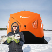 Ice Fishing Tent 90.5" x 90.5" x 79.25" Orange