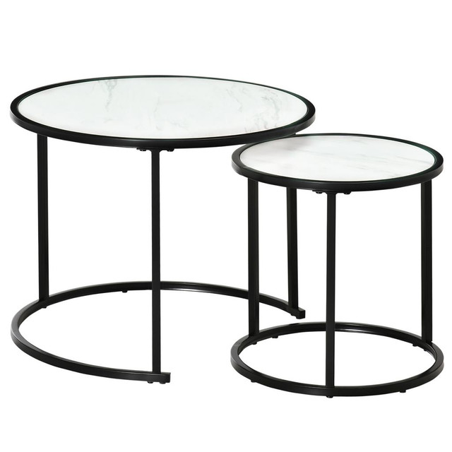 Coffee Table Set 23.5"x23.5"x18" White in Coffee Tables - Image 2