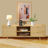 Union Rustic Mid Century TV Stand With Rattan-Decorated Doors_23.43" H x 62.99" W x 15.35" D