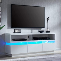 Ivy Bronx Ahsun 58'' W TV Stand for TVs up to 70" with LED Light, Modern Entertainment Centre with Sliding Drawers