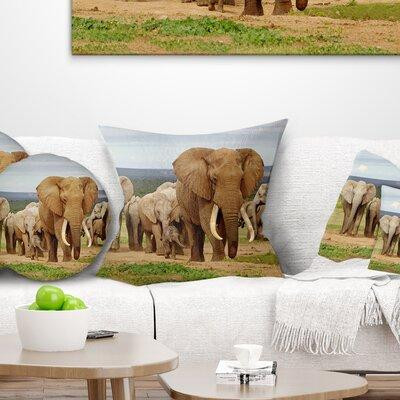 East Urban Home Large Elephant Herd in Africa Throw Pillow in Home Décor & Accents