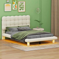 Ivy Bronx Full Size Velvet Platform Bed With LED Frame