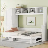 Hokku Designs Ranulph Wood Murphy Bed with Drawers, Bed Frame