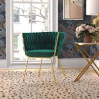 Willa Arlo™ Interiors Braided Dietrich Glam Chair In Gold Metal And Green Velvet By Willa Arlo™ Interiors