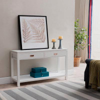 Better Homes & Gardens Furniture White Finish Wood Occasional Entryway Console Sofa Table With Storage Shelf / 2 Drawers