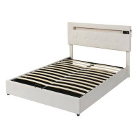 Ivy Bronx Upholstered Bed with LED Light and Integrated Bluetooth Audio System