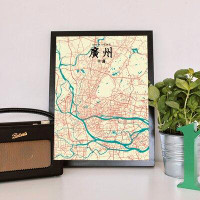 Wrought Studio 'CT Guangzhou City Map' Graphic Art Print Poster in Tricolor
