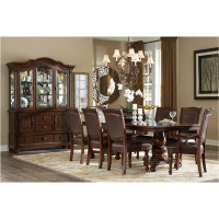 Saflon Jaquith Brown-Cherry Faux Leather Upholstered Seat Rectangular Dining Room Set